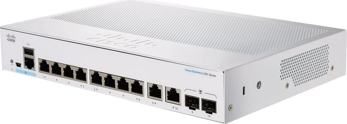Cisco Business 350 Desktop Gigabit Managed Switch, 8x RJ-45, 2x RJ-45/SFP, 120W PoE+