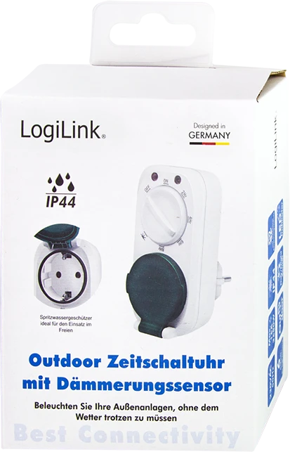 LogiLink analoger Outdoor Zeitschalter mit Dämmerungssensor, IP44, grün/weiß