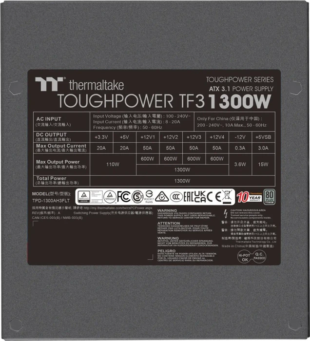 Thermaltake ToughPower TF3 1300W, ATX 3.1