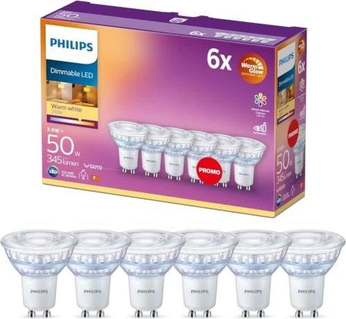 Philips LED Spot GU10 3.8W/WW dimmbar, 6 Stück