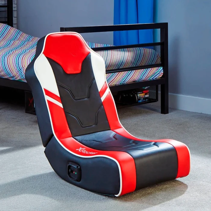 X Rocker Shadow 2.0 Audio Floor Rocker Gaming-Bodensessel für Kinder/Jugendliche, schwarz/rot