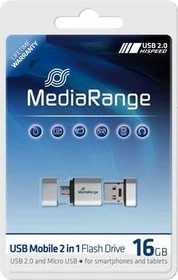 MediaRange Mobile 2in1 OTG Flashdrive 16GB, USB-A + USB Micro-B, USB 2.0