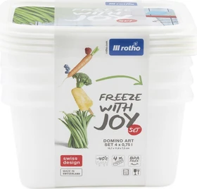 Rotho Domino Gefrierdose Aufbewahrungsbehälter 750ml, 4 Stück