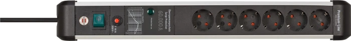 Brennenstuhl Premium-Protect-Line 60000A, 6-fach, 3m, silber/schwarz