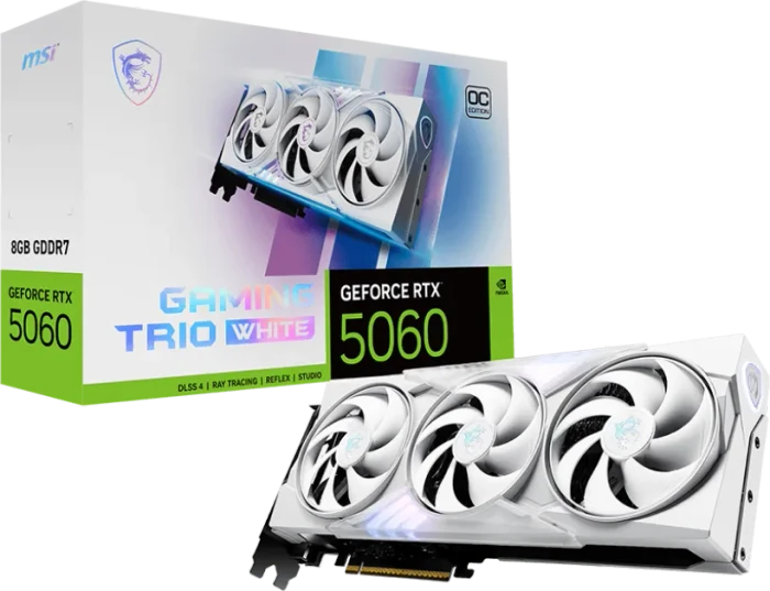 MSI GeForce RTX 5060 8G Gaming Trio OC White, G5060-8GTCW, 8GB GDDR7, HDMI, 3x DP