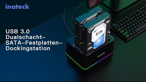 Inateck RGB Festplatten Dockingstation mit Offline-Klonfunktion, USB-B 3.0