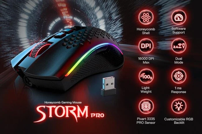 Redragon M808 Storm Pro Wireless schwarz, USB