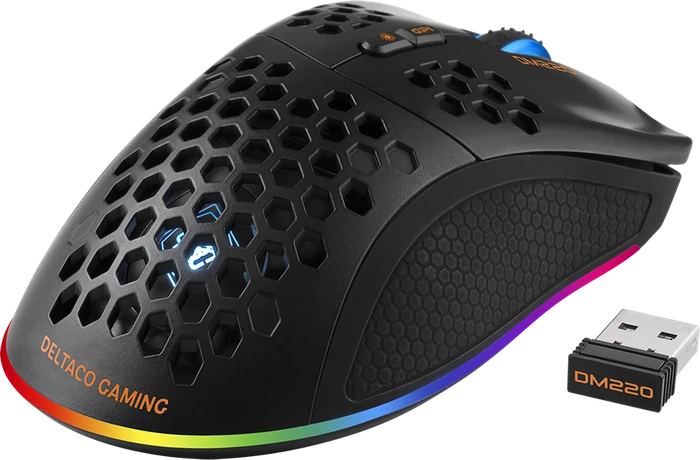 Deltaco DM220 Wireless Lightweight Gaming Mouse schwarz, USB/Bluetooth