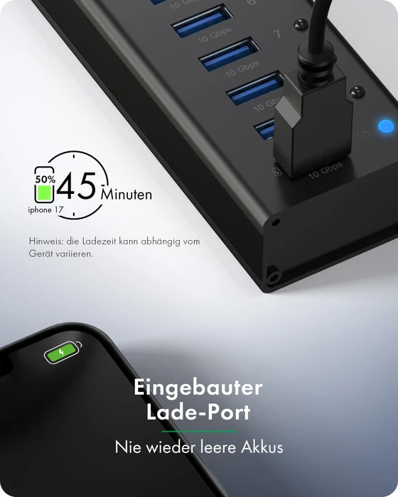 RaidSonic Icy Box IB-AC6110a USB-Hub, 10x USB-A 3.1, USB-B 3.1 [Buchse]