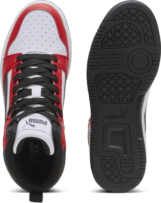 Puma Rebound V6 Mid puma white/puma black/for all time red (Junior)
