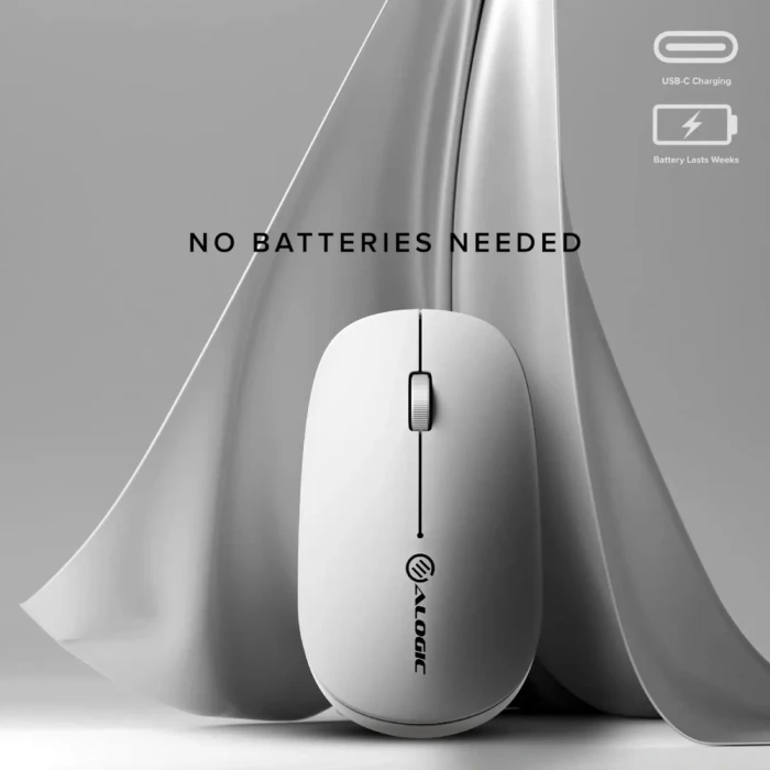 Alogic Echelon USB-C Rechargeable Wireless Mouse weiß, USB/Bluetooth