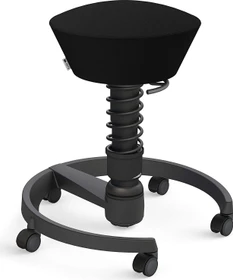 Aeris Swopper New Edition Bürohocker mit Rollen, Feder Standard, Gestell Alu schwarz, Bezug Wollmischung Select schwarz