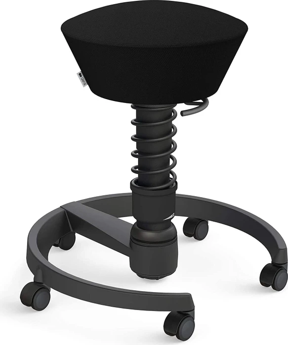 Aeris Swopper New Edition Bürohocker mit Rollen, Feder Standard, Gestell Alu schwarz, Bezug Wollmischung Select schwarz