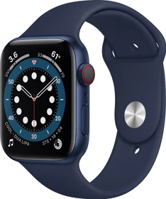 Apple Watch Series 6 (GPS + Cellular) 44mm Aluminium blau mit Sportarmband dunkelmarine