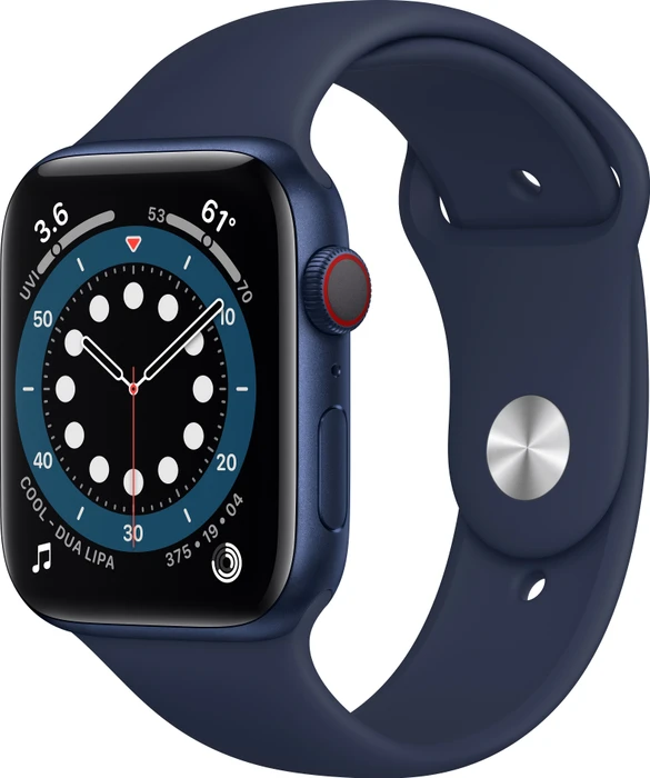 Apple Watch Series 6 (GPS + Cellular) 44mm Aluminium blau mit Sportarmband dunkelmarine