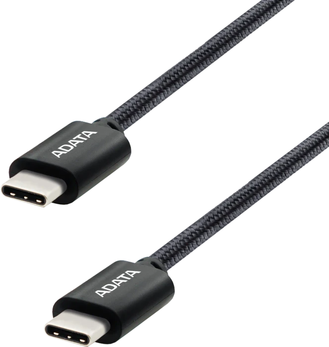 ADATA USB-C Kabel, USB 2.0, 480Mb/s, 100W PD 3.0, USB-C [Stecker] auf USB-C [Stecker], schwarz, 1m