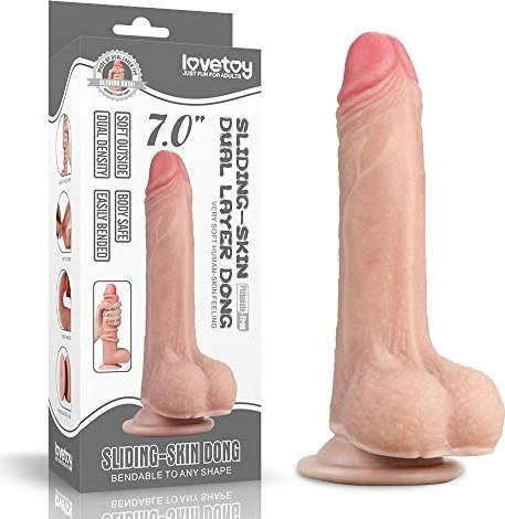 Lovetoy Sliding Skin Dildo 17.5cm hautfarbe/hell