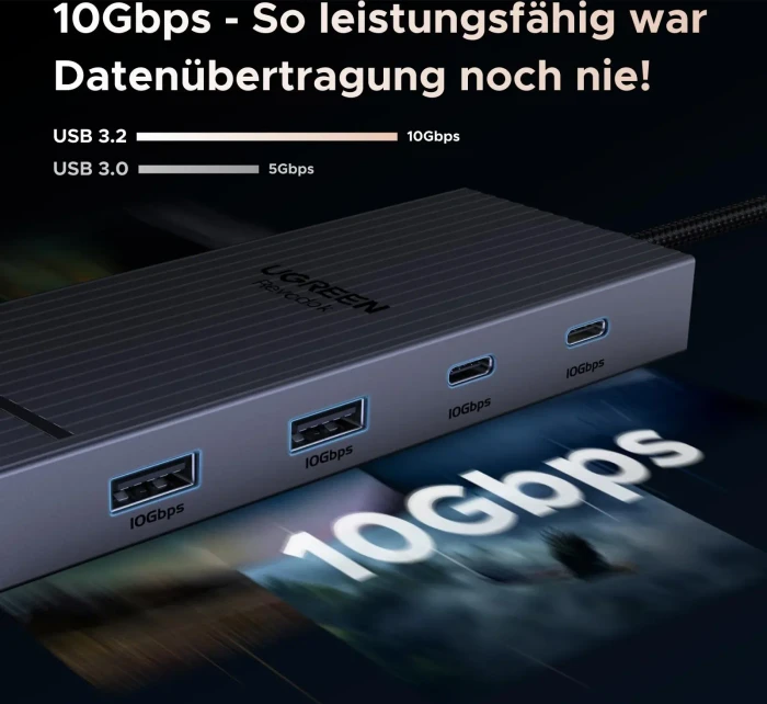Ugreen Revodok Pro 207 7-in-1 Dual Display Hub, USB-C 3.1 [Stecker]