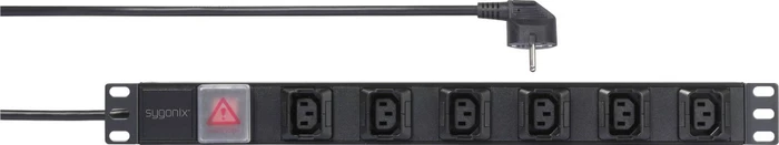 Sygonix 19" Aluminium Steckdosenleiste, 1HE, 6-fach, 230V, schwarz, 2m