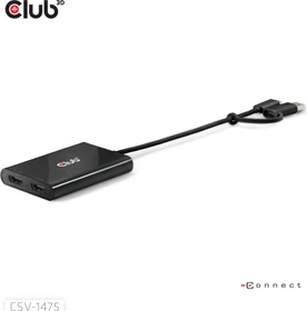 Club 3D USB-C auf dualen HDMI Videosplitter, USB-C 3.0 [Stecker], USB-A 3.0 [Stecker] (CSV-1475)