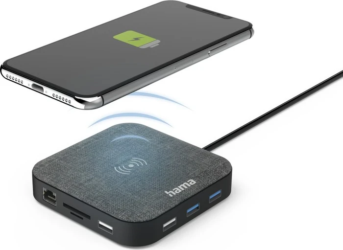 Hama USB-C Connect2QiCharge Multiport Dock, USB-C 3.0 [Stecker]