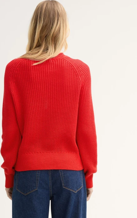 Tom Tailor Strickpullover mit leichten Ballonärmeln Strickpullover scarlet red (Damen)