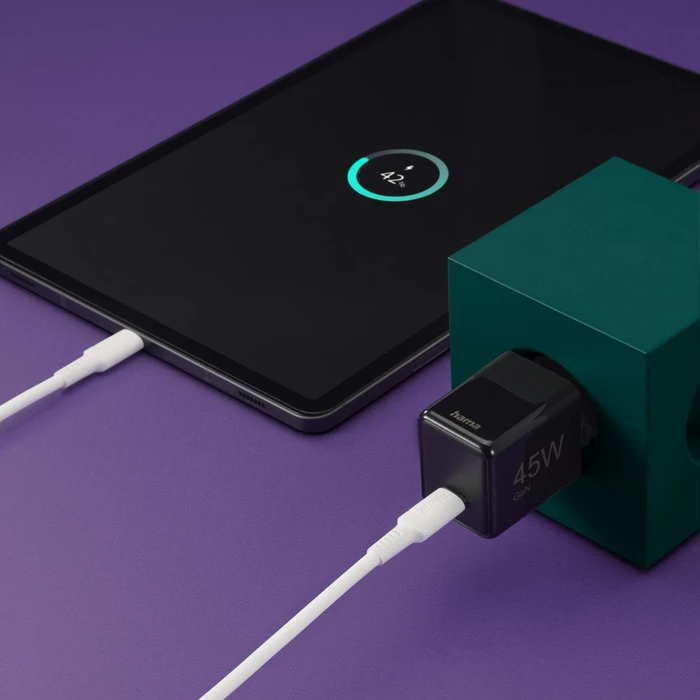 Hama GaN Schnellladegerät Super-Mini, USB-C, 1x USB-C, 45W, schwarz