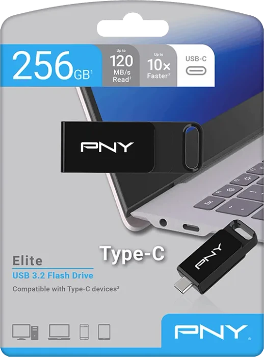 PNY Elite Type-C 256GB, USB-C, USB 3.2 Gen 1×1
