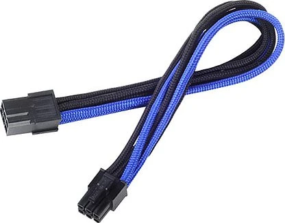 SilverStone PP07-IDE6BA, 6-Pin PCIe Verlängerung 250mm, sleeved blau/schwarz