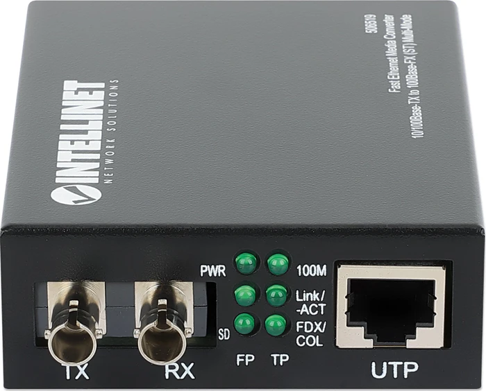 Intellinet 10/100Base-TX auf 100Base-FX Media Converter, RJ-45, ST-Duplex MM, 2km