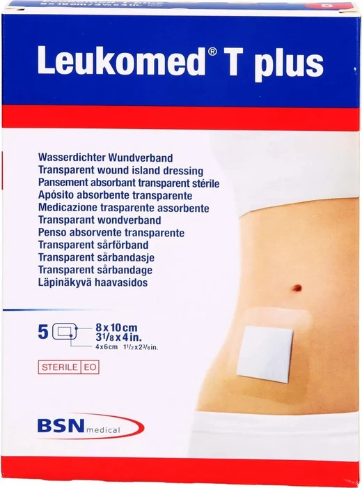 BSN medical Leukomed T Plus Pflaster transparent steril, 8 x 10cm, 5 Stück