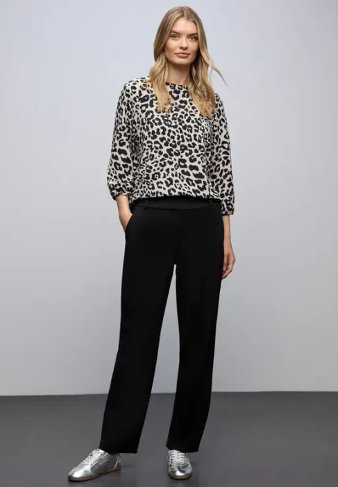 Street One Gemustertes Jacquard Shirt langarm soft beige (Damen)