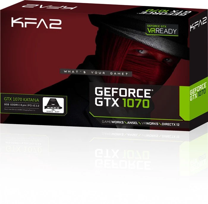 KFA2 GeForce GTX 1070 Katana Single Slot, 8GB GDDR5, DVI, HDMI, DP