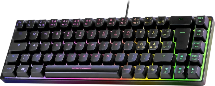 Deltaco Gaming DK240 Mini, 60%, schwarz, LEDs RGB, semi-transparent, USB, DE