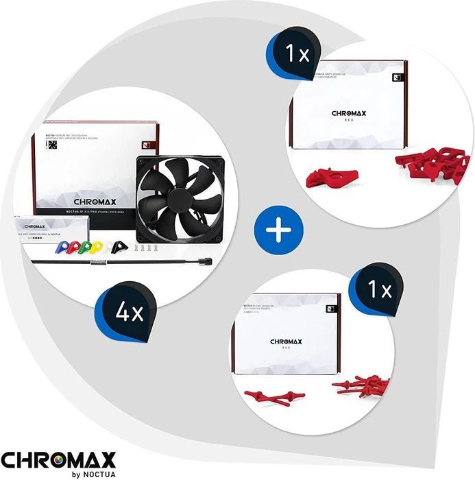Noctua NF-A14 PWM chromax.black.swap rot, 140mm, 4er-Pack