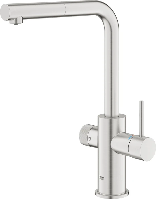 Grohe Blue Pure Minta Einzelarmatur mit herausziehbarem Mousseurauslauf supersteel