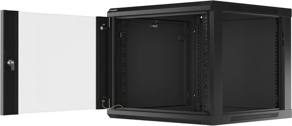 Lanberg WF01 Series 19" Wandschrank 9HE, hängend, Flatpack, V2, Glastür, IP20, RAL 9004, 600mm tief