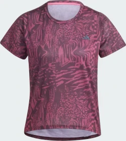 adidas Run Icons 3 Bar Logo Allover Print Laufshirt kurzarm shadow brown/pink fusion (Damen)