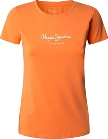 Pepe Jeans Logodruck Slim Fit T-Shirt kurzarm orange washed (Damen)