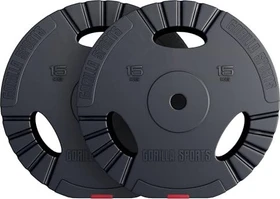 Gorilla Sports Hantelscheiben Kunststoff Gripper Set 2x 15kg