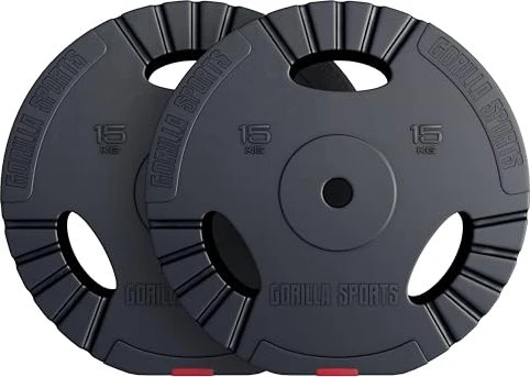 Gorilla Sports Hantelscheiben Kunststoff Gripper Set 2x 15kg