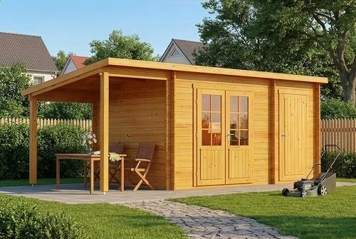 Alpholz Maria 430x230cm Gartenhaus inkl. Anbau imprägniert
