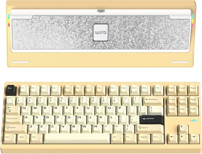 Wobkey Crush 80 Reboot Pro, Yellow, LEDs RGB, Kailh Cocoa, USB/Bluetooth, US