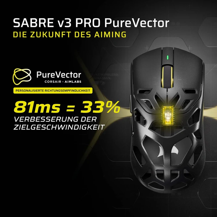 Corsair Sabre v3 Pro PureVector MG Ultralight Wireless, Magnesium, schwarz, USB