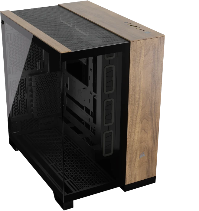 Corsair 6500X, schwarz/Walnuß, Glasfenster