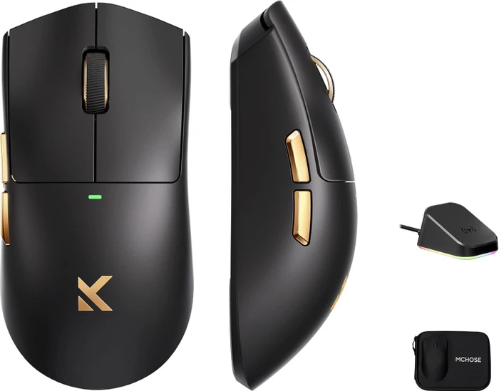 Mchose K7 Ultra mit Ladestation, schwarz/gold, USB/Bluetooth