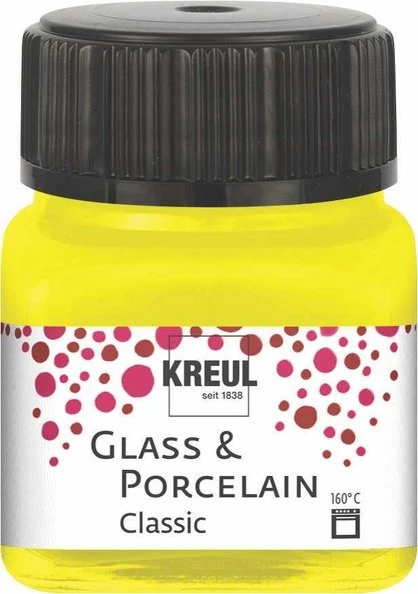 Kreul Glass & Porcelain Classic Glas- und Porzellanmalfarbe, kanariengelb, 20ml