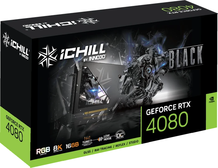 INNO3D GeForce RTX 4080 iCHILL Black, 16GB GDDR6X, HDMI, 3x DP