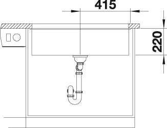 Blanco Subline 800-U InFino Unterbau Becken mittig felsgrau