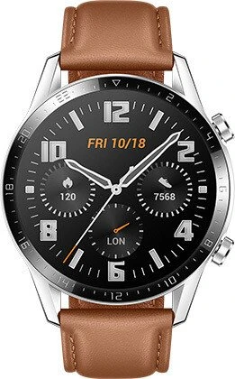 Huawei Watch GT 2 Classic 46mm silber mit Lederarmband pebble brown